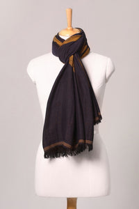 Ochre Bloom Wool Jacquard Scarf - Blue | SVEŽElife
