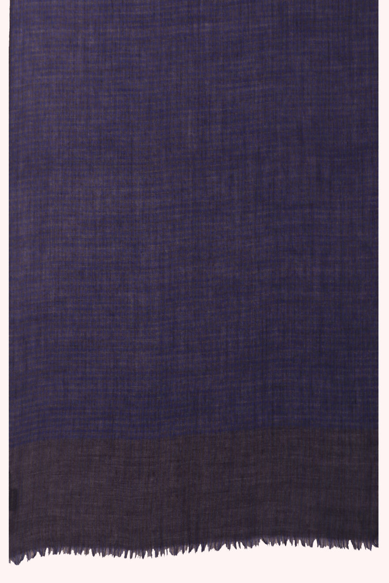 Midnight Blue Classic Checks Woven Wool Scarf - Blue Grey | SVEŽElife
