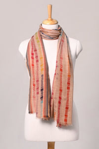 Rainbow Stripe Wool Blend Scarf - Beige | SVEŽElife