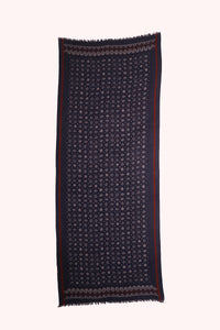 Indigo Bloom Print Wool Scarf - Navy | SVEŽElife