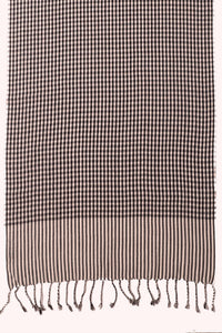 Classic Gingham Woven Wool Scarf with Tassels - Black White | SVEŽElife