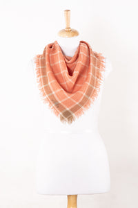 SVEZE Yarn Dyed Checks Merino Wool Scarf - Bright Orange - Alternate Drape