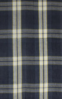 Window Checks Twill Weave Cotton Viscose Scarf - Black White