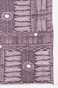 SVEZE Tribal Print Linen Cotton Scarf - Plum - Flat Look