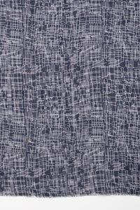 SVEZE Busy Strokes Print Cotton Modal Scarf - Navy - Flat Look
