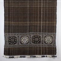Handspun Handwoven Rabari Embroidered Wool Shawl - Brown