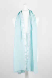 Twill Weave with Silver Lurex Border Merino Wool Scarf - Mint Green