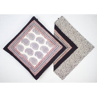 Ambi Paisley & Floral Mix Bagh Hand Block Print Cotton Cushion Cover - White Black Red