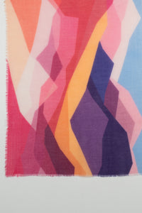 Abstract Peaks Merino Wool Scarf - Pink Multi