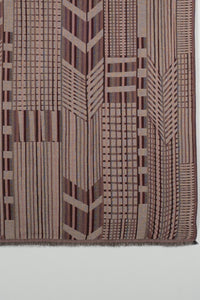 Geometric Abstract Jacquard Merino Wool Scarf - Maroon