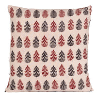 Paisley and Pine Bagh Hand Block Print Cotton Cushion Cover - Red Black