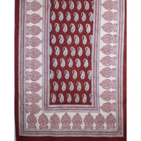 Paisley & Ambi Hand Block Print Area / Runner Rug - Red White