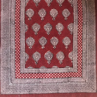 Paisley Jaal Hand-block Print Rug - Red White