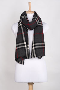 Window Checks with Big Diamond Weave - Charcoal Black White
