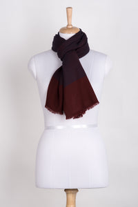Twill Weave Two Tone Merino Wool Scarf - Violet Deep Red